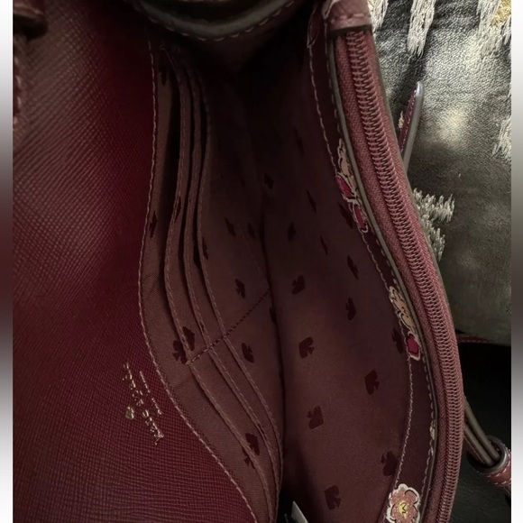 Kate Spade Frosted Floral Tinsel Flap Crossbody Bag/Clutch In Deep Berry - Picture 5 of 10